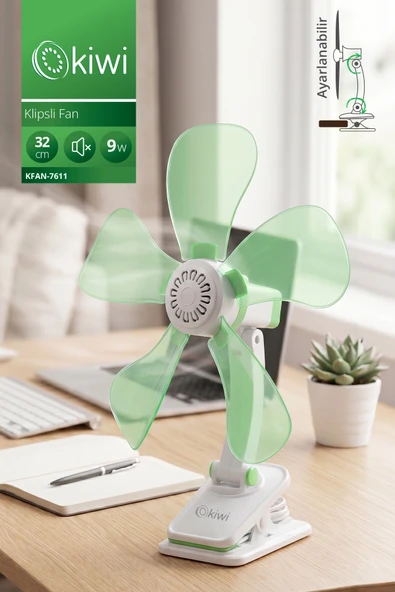 KFAN-7611 Klipsli Fan | 32 cm & 180° Eğim & Sessiz Çalışma & 9W ürün görseli 1