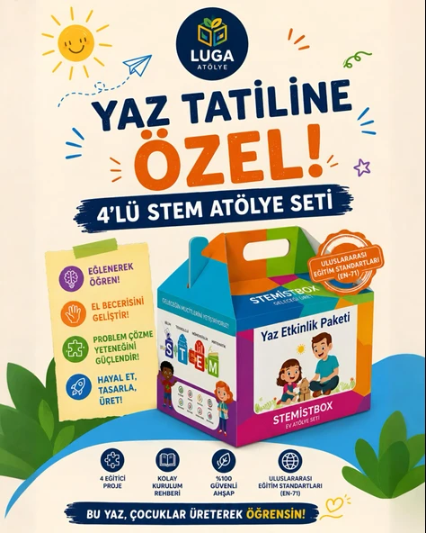 Stemist Box Ahşap STEM Atölye Seti – 4’lü Eğitici Çocuk Aktivite Kutusu ürün görseli 1