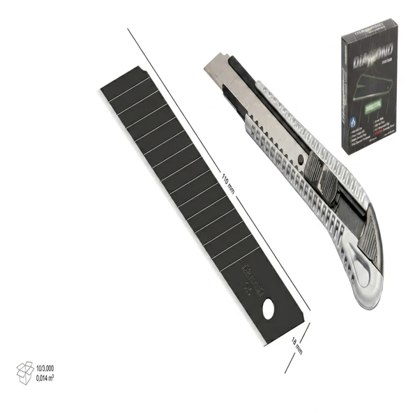 Diamond Endüstriyel Maket Bıçağı 18 mm 1 Adet Maket Bıçağı 10'lu Yedek Bıçak ürün görseli 1