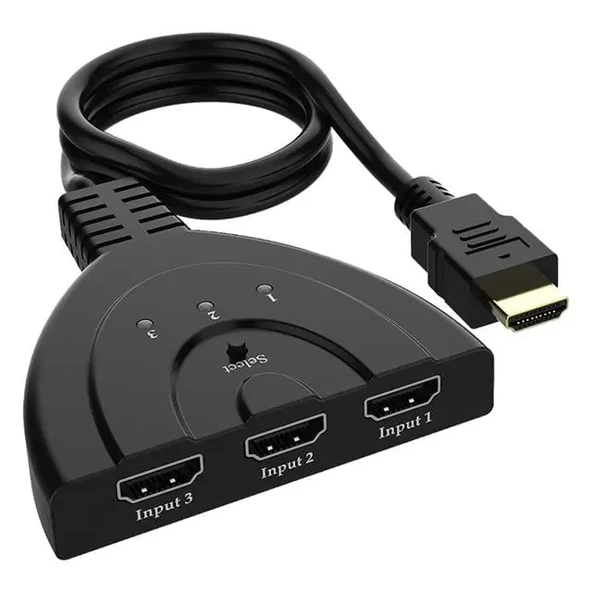 Pm-17229 3 Giriş 1 Çıkış Hdmı Switcher Çoğaltıcı Toplayıcı Aparat 30 Cm Kablolu Seçme Düğmeli ürün görseli 1