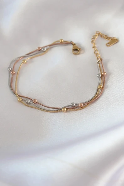 316L Çelik Mix Renk Minimal Toplu Kadın Bileklik ürün görseli 1