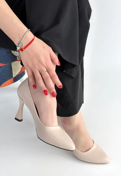 Ulba Bej Cilt Stiletto Ayakkabı - Resim 3
