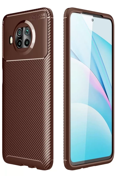 Newface Xiaomi Mi 10T Lite Kılıf Auto Focus Karbon Kapak - Kahverengi ürün görseli 1