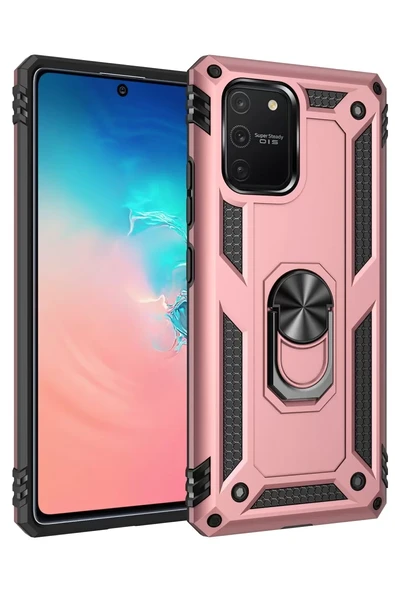 Newface Samsung Galaxy A91 / S10 Lite Kılıf Sofya Yüzüklü Silikon Kapak - Rose ürün görseli 1