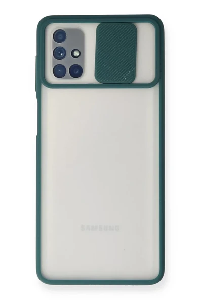 Newface Samsung Galaxy M51 Kılıf Palm Buzlu Kamera Sürgülü Silikon - Yeşil ürün görseli 1