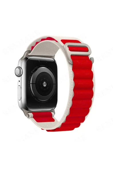Newface Apple Watch 38mm Mountain Kordon - Beyaz-Kırmızı ürün görseli 1