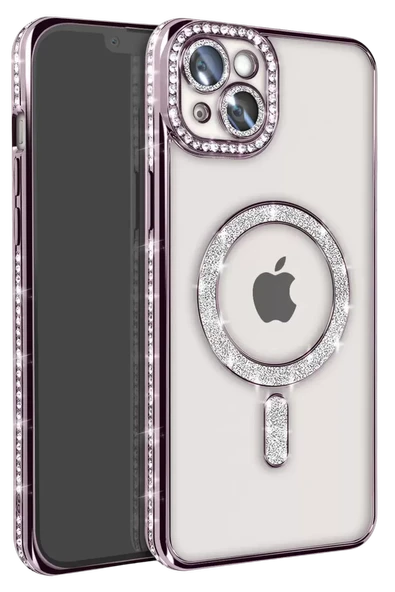 Newface Apple iPhone 15 Kılıf Joke Simli Magneticsafe Kılıf - Derin Mor ürün görseli 1