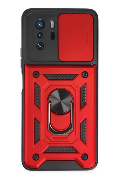 Newface Xiaomi Poco X3 GT Kılıf Pars Lens Yüzüklü Silikon - Kırmızı ürün görseli 1