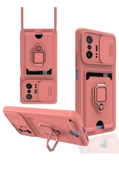 Newface Xiaomi Mi 11T Pro Kılıf Zuma Kartvizitli Yüzüklü Silikon - Pembe ürün görseli 1
