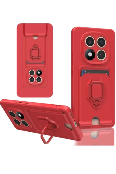 Newface Xiaomi Redmi Note 14 Pro 5G Kılıf Zuma Kartvizitli Yüzüklü Silikon - Kırmızı ürün görseli 1