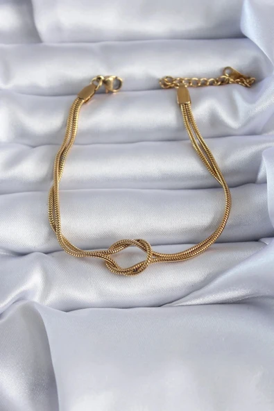 316L Çelik Gold Renk Düğüm Model Kadın Bileklik ürün görseli 1