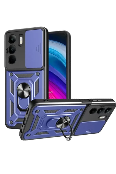 Newface Realme C75 4G Kılıf Pars Lens Yüzüklü Silikon - Lacivert ürün görseli 1