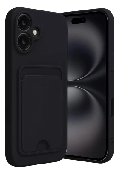 Newface Apple iPhone 16 Kılıf Kelvin Kartvizitli Silikon - Siyah ürün görseli 1