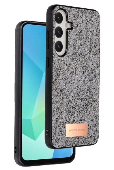 Onegif Samsung Galaxy A56 Bright Simli Kapak - Gümüş ürün görseli 1
