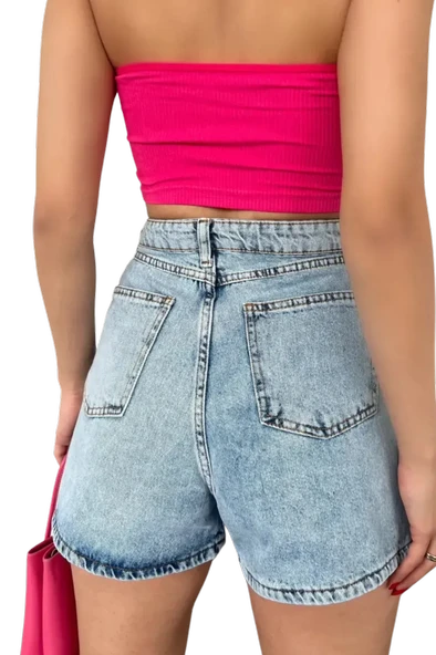 Denim Şort Cepli - Resim 3