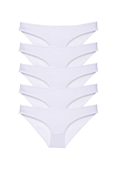 5 adet Süper Eko Set Likralı Kadın Slip Külot Beyaz ürün görseli 1