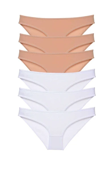6 adet Süper Eko Set Likralı Kadın Slip Külot Ten Beyaz ürün görseli 1