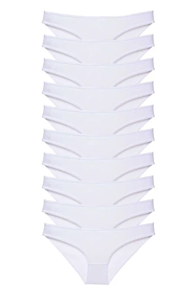 10 adet Süper Eko Set Likralı Kadın Slip Külot Beyaz ürün görseli 1