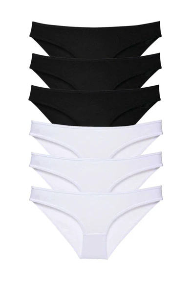 6 adet Eko Set Likralı Kadın Slip Külot Siyah Beyaz ürün görseli 1