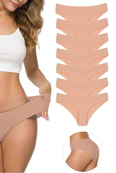 7 Adet Kadın Dikişsiz Lazer Kesim Esnek İz yapmayan Külot Ten ürün görseli 1