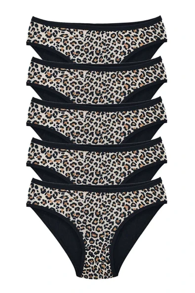 5 Adet Leopar Desenli Likralı Yumuşak Dokulu Kadın Slip Külot ürün görseli 1