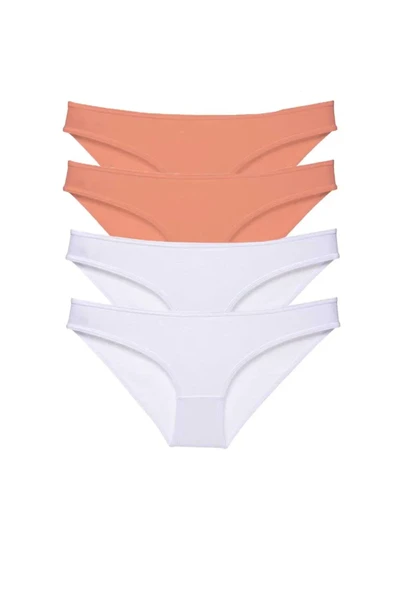4 adet Eko Set Likralı Kadın Slip Külot Pudra Beyaz ürün görseli 1