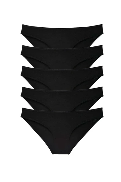 5 adet Süper Eko Set Likralı Kadın Slip Külot Siyah ürün görseli 1