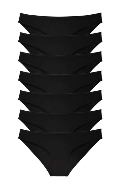 7 adet Süper Eko Set Likralı Kadın Slip Külot Siyah ürün görseli 1