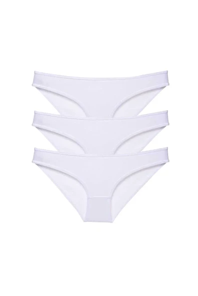 3 adet Süper Eko Set Likralı Kadın Slip Külot Beyaz ürün görseli 1