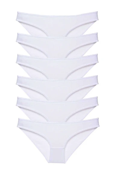 6 adet Süper Eko Set Likralı Kadın Slip Külot Beyaz ürün görseli 1