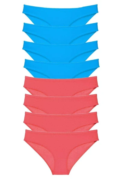 8 adet Süper Eko Set Likralı Kadın Slip Külot Fuşya ve Mavi ürün görseli 1