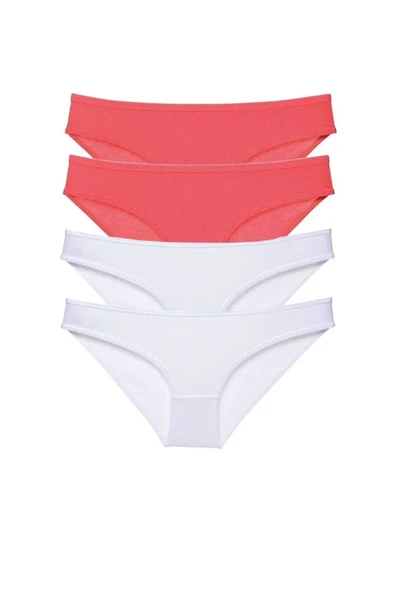4 adet Eko Set Likralı Kadın Slip Külot Fuşya Beyaz ürün görseli 1