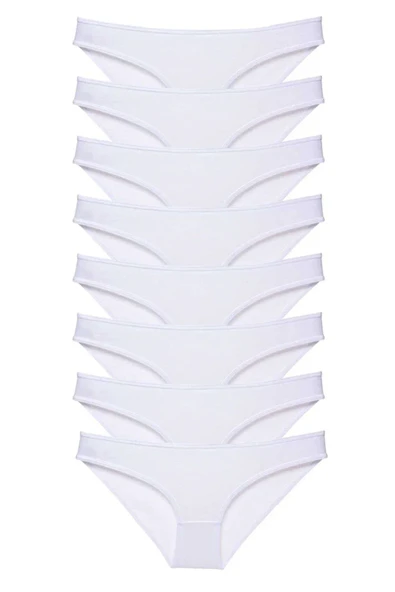 8 adet Süper Eko Set Likralı Kadın Slip Külot Beyaz ürün görseli 1
