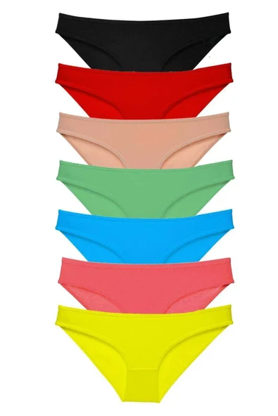 7 adet Süper Eko Set Likralı Kadın Slip Külot Çok Renkli ürün görseli 1