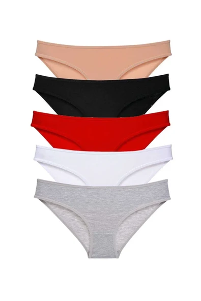 5 adet Süper Eko Set Likralı Kadın Slip Külot Çok Renkli ürün görseli 1