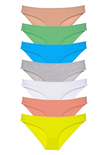 7 adet Süper Eko Set Likralı Kadın Slip Külot Çok Renkli ürün görseli 1