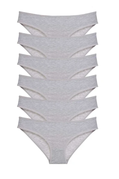 6 adet Süper Eko Set Likralı Kadın Slip Külot Gri ürün görseli 1