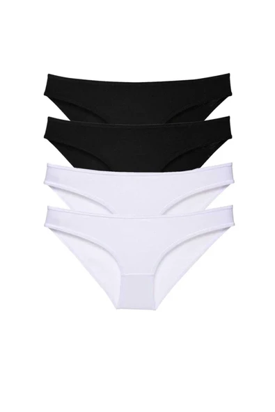 4 adet Eko Set Likralı Kadın Slip Külot Siyah Beyaz ürün görseli 1