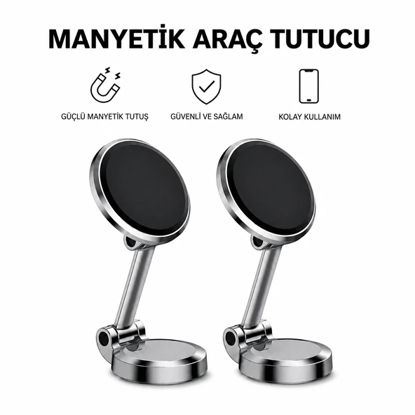 Yüksek Kaliteli Taşınabilir Metal Manyetik Araç Montaj Araç Telefonu Tutucu ürün görseli 1
