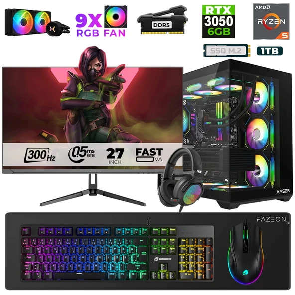 Xaser Star X190 Ryzen 5 7500F 32GB Ram 1TB M.2 NVMe SSD 6GB RTX3050 27" 300Hz Oyuncu Bilgisayarı ürün görseli 1