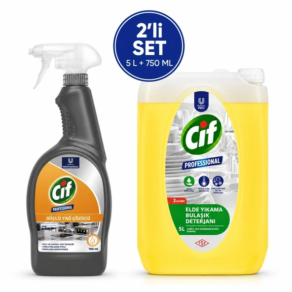 U-Pro Cif Elde Yıkama Bulaşık Deterjanı 5 L + Yağ Çözücü Sprey 750 ML ürün görseli 1