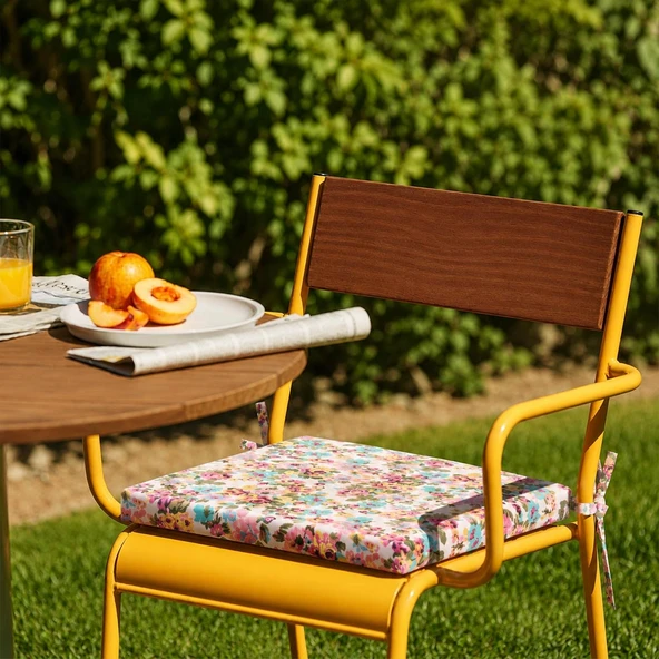Homedius Sandalye Oturum Minderi Çiçekli 40x40x4 Bağcıklı Çıkarılabilir Kılıflı Çökme Yapmaz  Pembe 40x40 ürün görseli 1