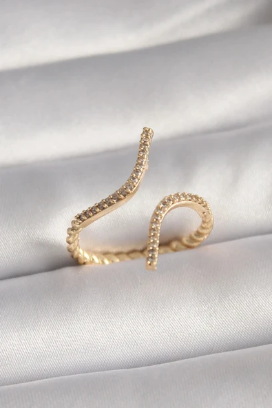 Pirinç Gold Renk Zirkon Taşlı Kadın Yüzük ürün görseli 1