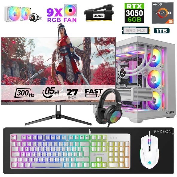 Xaser Star X200 Ryzen 5 7500F 32GB Ram 1TB M.2 NVMe SSD 6GB RTX3050 27" 300Hz Oyuncu Bilgisayarı ürün görseli 1