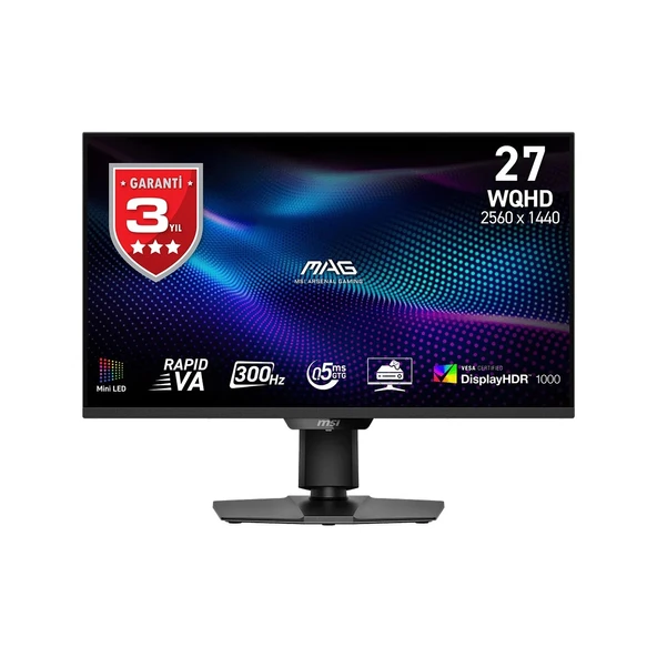 MSI 27" MAG 274QPF X30MV WQHD FLAT RAPID VA Mini-LED 300HZ 0.5MS ADAPTIVE-SYNC PIVOT GAMING MONITOR ürün görseli 1