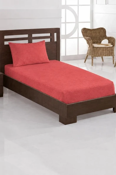 Penye Tek Kişilik 120x200 cm Lastikli Çarşaf Kiremit ürün görseli 1
