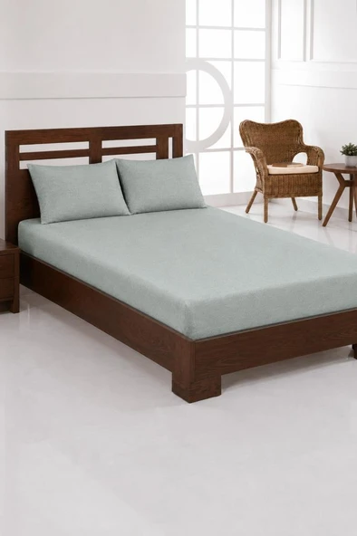 Penye Çift Kişilik 180x200 cm Lastikli Çarşaf Çağla Yeşili ürün görseli 1