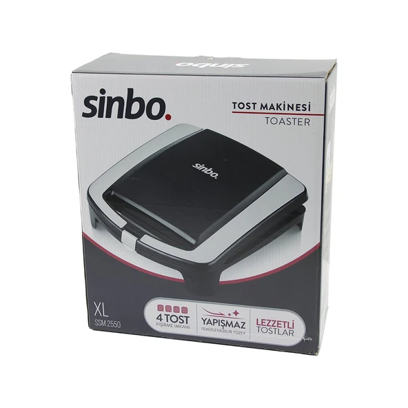XL  ELEKTRİKLİ TOST MAKİNESİ   4 TOST   YAPIŞMAZ YÜZEY   1500W  SSM-2550 (5224) ürün görseli 1