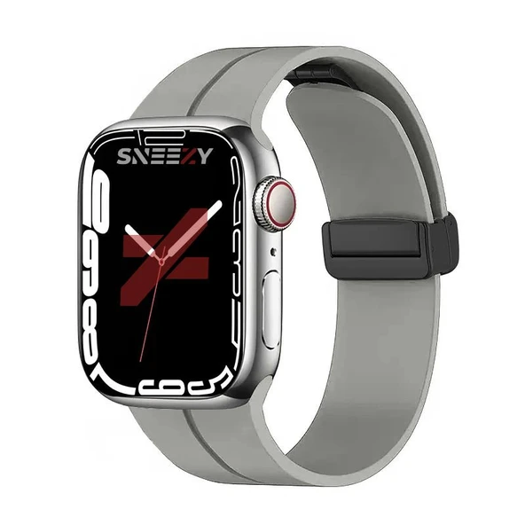 Apple Watch 42mm 44mm 45mm Seri 1 2 3 4 5 6 7 8 Se Uyumlu Coastal Manyetik Tokalı Silikon Kordon  Taş Gri ürün görseli 1