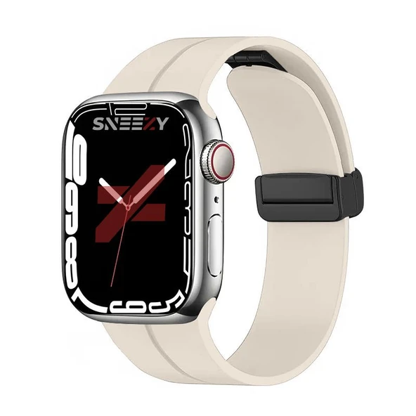 Apple Watch 38mm 40mm 41mm Seri 1 2 3 4 5 6 7 8 Se Uyumlu Coastal Manyetik Tokalı Silikon Kordon  Starlight ürün görseli 1